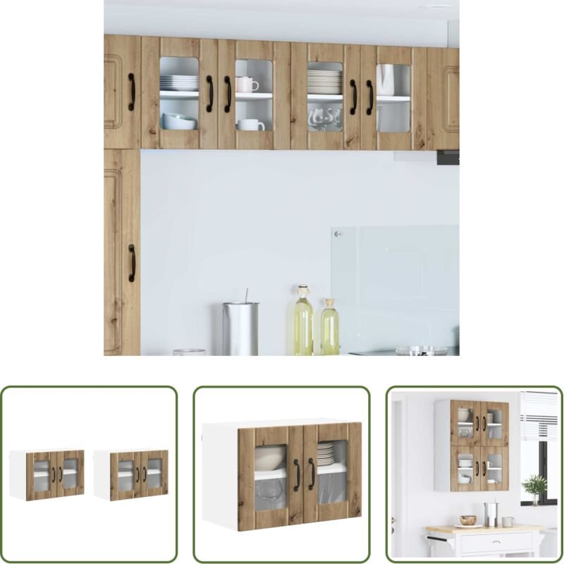 vidaXL Holzwerkstoff - Küchenschrank 2 pcs Artisan-Eiche 60 x 31 x 40 cm Holzwerkstoff