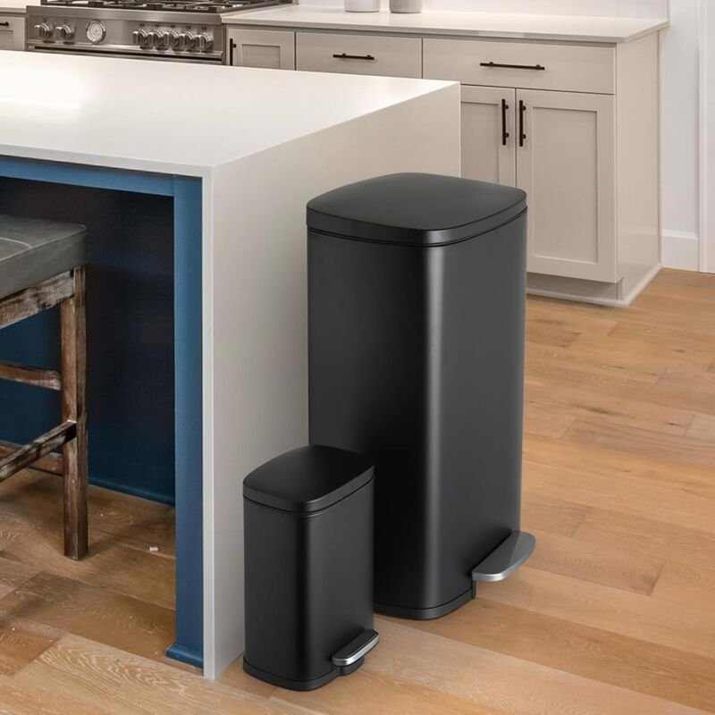 Liferun - Küchenabfalleimer Mülleimer Treteimer Abfalleimer Trennmülleimer 50 Liter + 5 Liter,mit geräuschlosem Deckel- ...