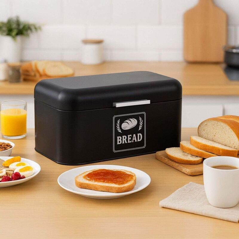 Retro brotdose aus metall mit deckel und griff