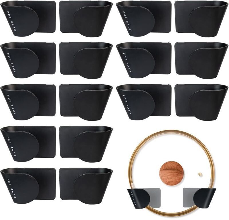 Wandmontierte Topfdeckelhalter, 16 Stück, selbstklebend, kein Bohren erforderlich, Set wandmontierter Topfdeckelhalter f...