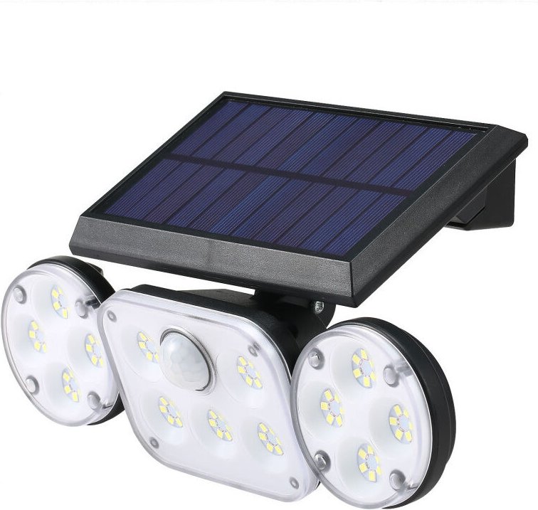 Applique da parete Sloar a tre teste, tre modalità di illuminazione, IP65, 70 LED/78 LED/70 COB