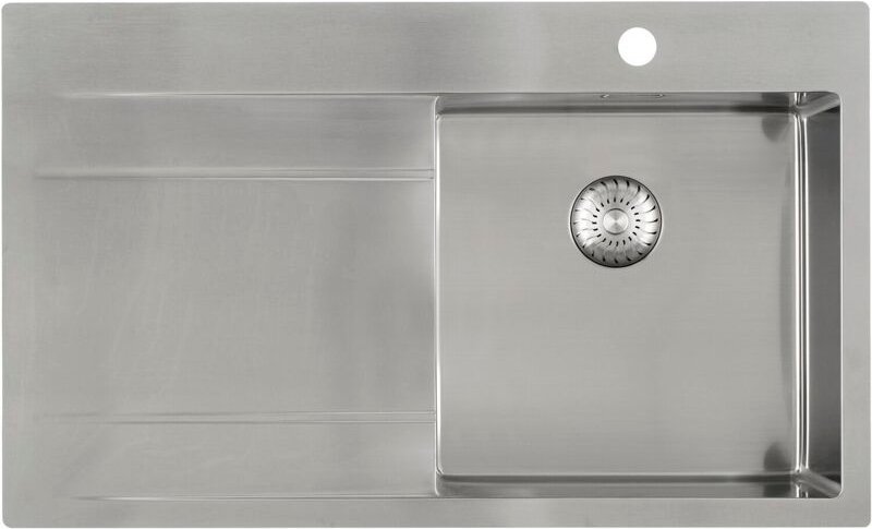 Solido Edelstahlspüle CAPP40ABR Spülbecken mit Abtropfteil links, nahtloses Becken, Unterbau ab 500mm, 860x520mm