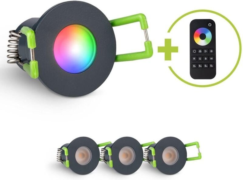 Einbaustrahler Mini Livorno 3W RGBW IP65 - Farbe: anthrazit RAL 7016 - Anzahl: 4x
