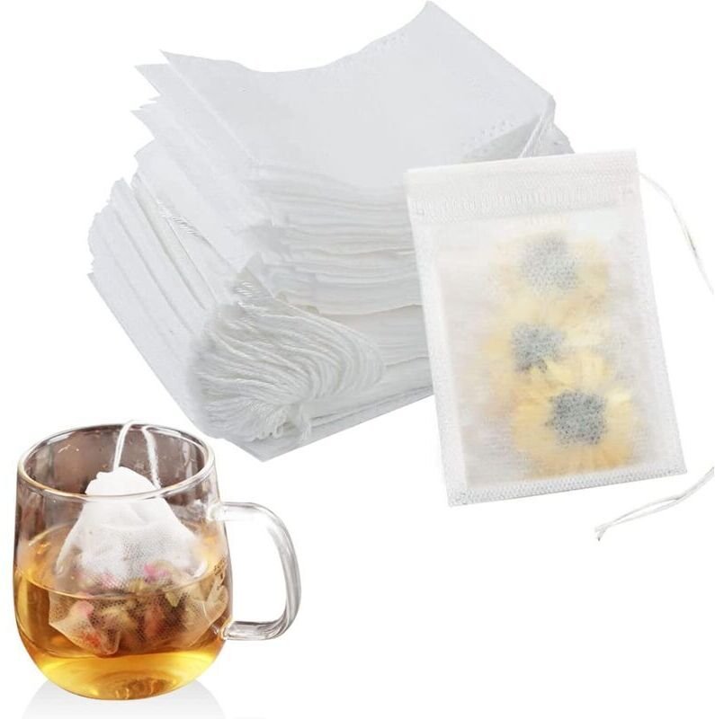 600 Einweg-Teefilter aus Papier, 7 cm x 9 cm mit Kordelzug, Teebeutel, Teefilter für aromatisierten Tee, Gewürztee, Vani...