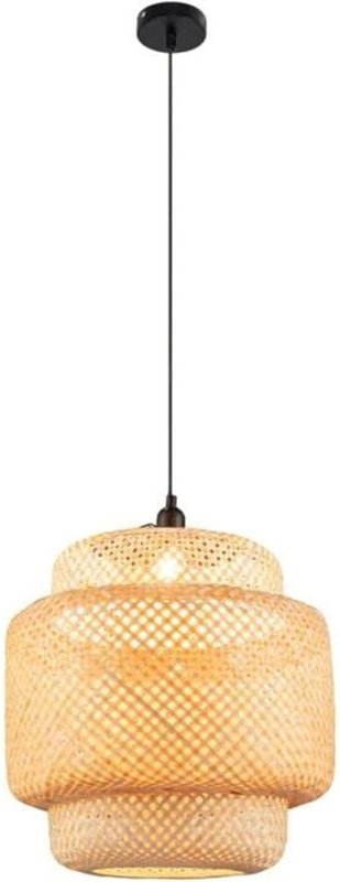 Costway - Pendelleuchte Bambus, Boho Lampe Hängend Rustikal, 40 40 43cm Geflochten Hängelampe Korb, E27-Glühbirne (Nicht...