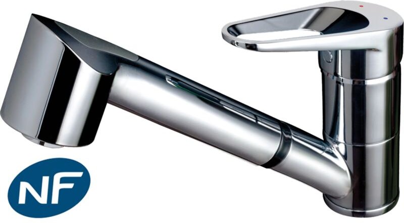 Essebagno Embla verchromte Spültischarmatur mit ausziehbarer Brause