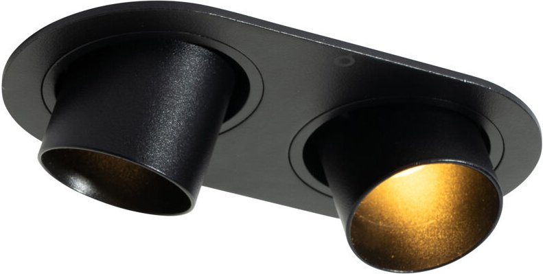 Runde Einbauleuchte schwarz GU10 35mm schwenkbar 2-flammig - Installa