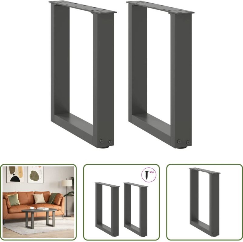 vidaXL Stahlbeine - Couchtischbeine U-Form 2 Stk. Anthrazit 28x(42-43) cm Stahl