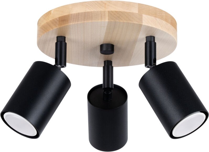 Deckenleuchte Tundra 3 GU10 Schwarz Holz Lumilo 12.279.92