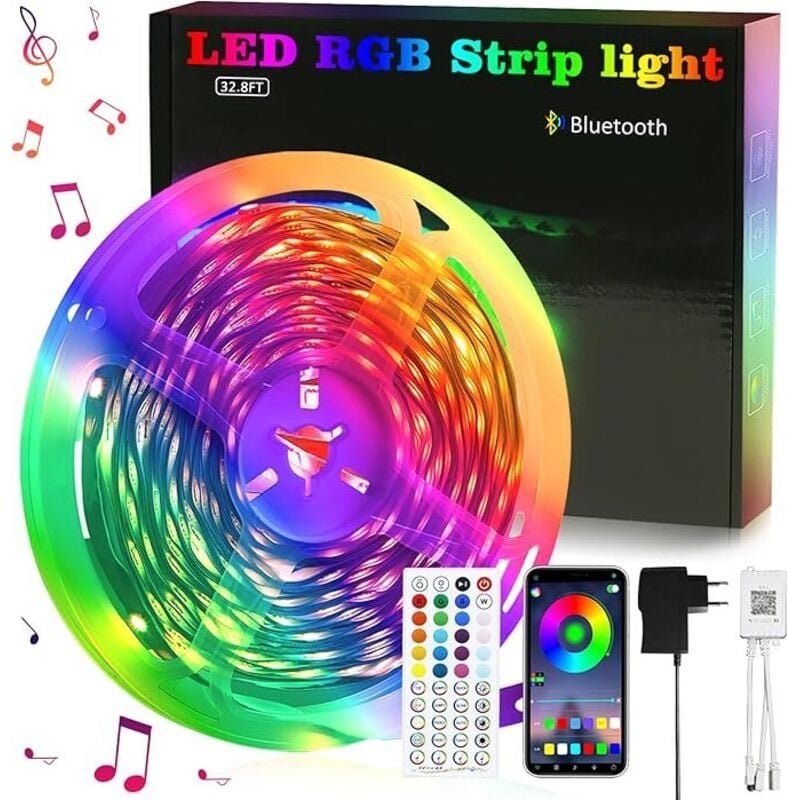 LED-Leiste 10 m rgb, selbstklebend. Party- und Gaming-Dekoration, TV-Hintergrundbeleuchtung. Smart-Fernbedienung, dimmba...