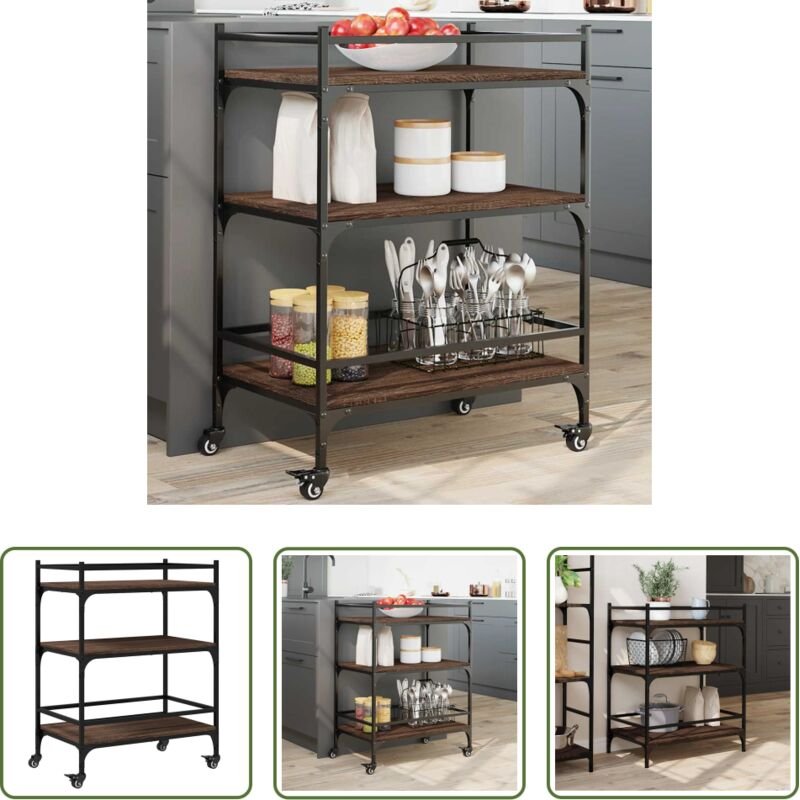 vidaXL Stauraum - Küchenwagen Braun Eichen-Optik 65x40x86,5 cm Holzwerkstoff