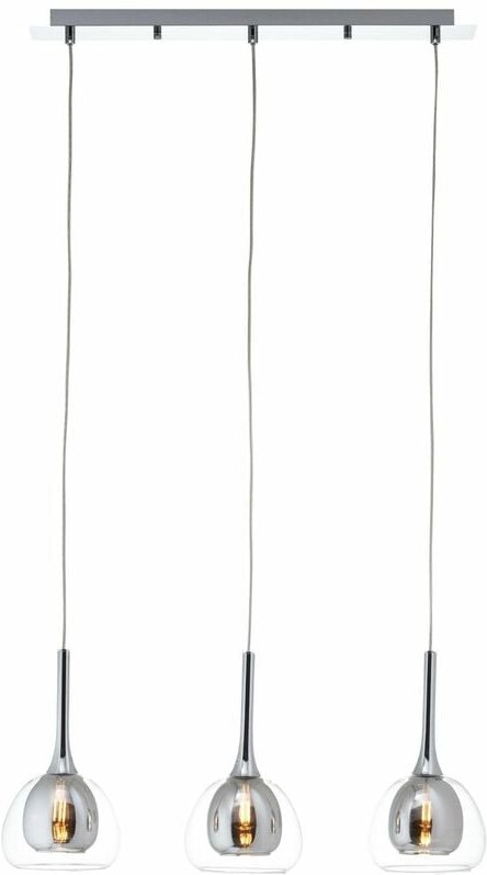 Brilliant - Lampe Hadan Pendelleuchte 3flg rauch/transparent/chrome 3x D45, E14, 40W, geeignet für Tropfenlampen nicht e...
