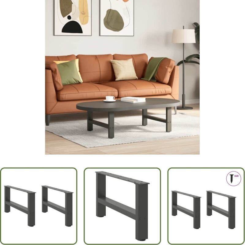 Couchtischbein Anthrazit - Couchtischbeine Anthrazit 2 Stk. 70x(30-31) cm Stahl
