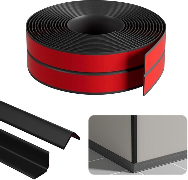 Selbstklebende Sockelleisten, 2 cm x 2 cm x 4 m, selbstklebender Streifen, PVC, selbstklebender Kantenschutz, selbstkleb...
