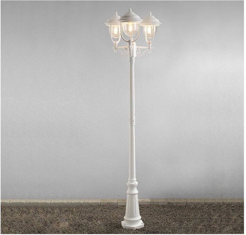 Konstsmide - led Straßenlaterne Kandelaber im Landhausstil, 3 flammig, weiß, Höhe 218cm