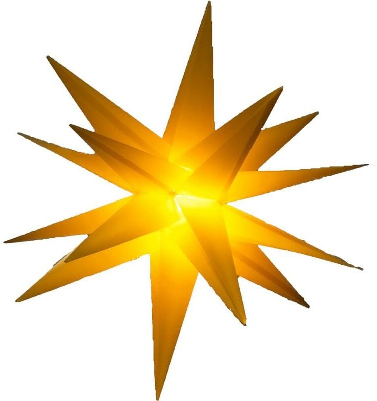 F-h-s International - led Leuchtstern Kunststoff gelb, ø 35 cm 1 led warmweiß, Timer 6/18 Stunden, IP44