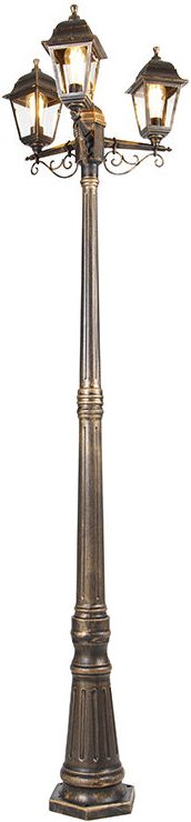 Qazqa - Klassische Laterne Antikgold 3-Licht IP44 - Hauptstadt