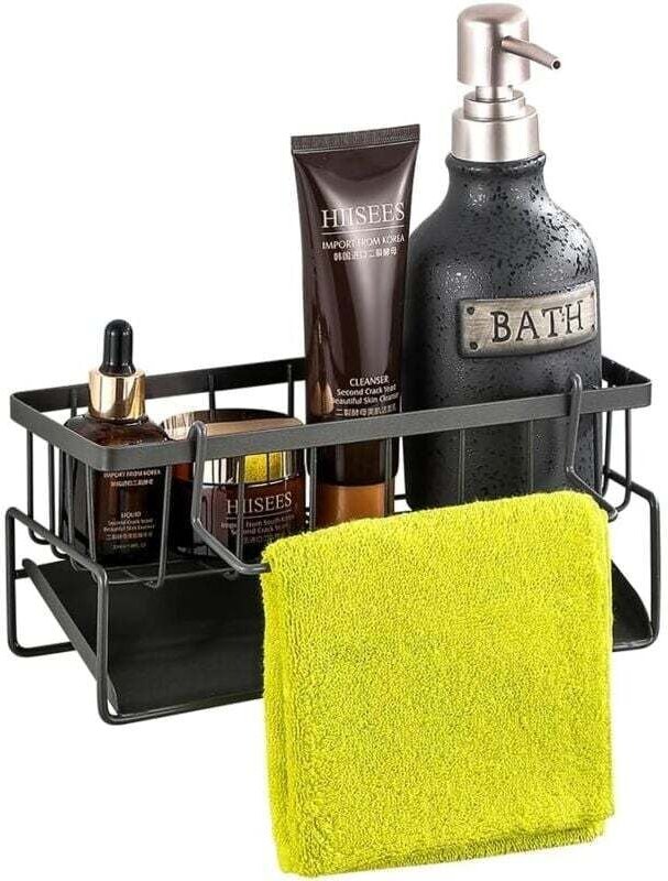 Schwammhalter mit zusätzlicher Aufhängevorrichtung für die Küchenspüle, rostfreier Edelstahl-Schwammorganizer mit automa...