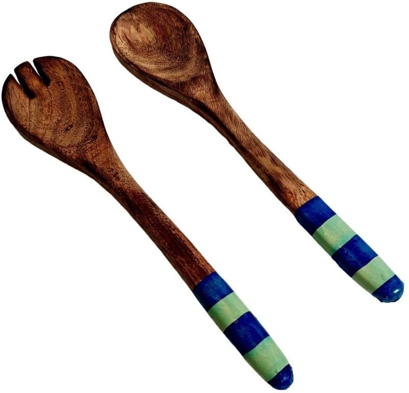 Küchenbesteck-Set – Löffel und Gabel aus Holz und Kunstharz – Ideal zum Servieren und Dekorieren – Modernes und elegante...