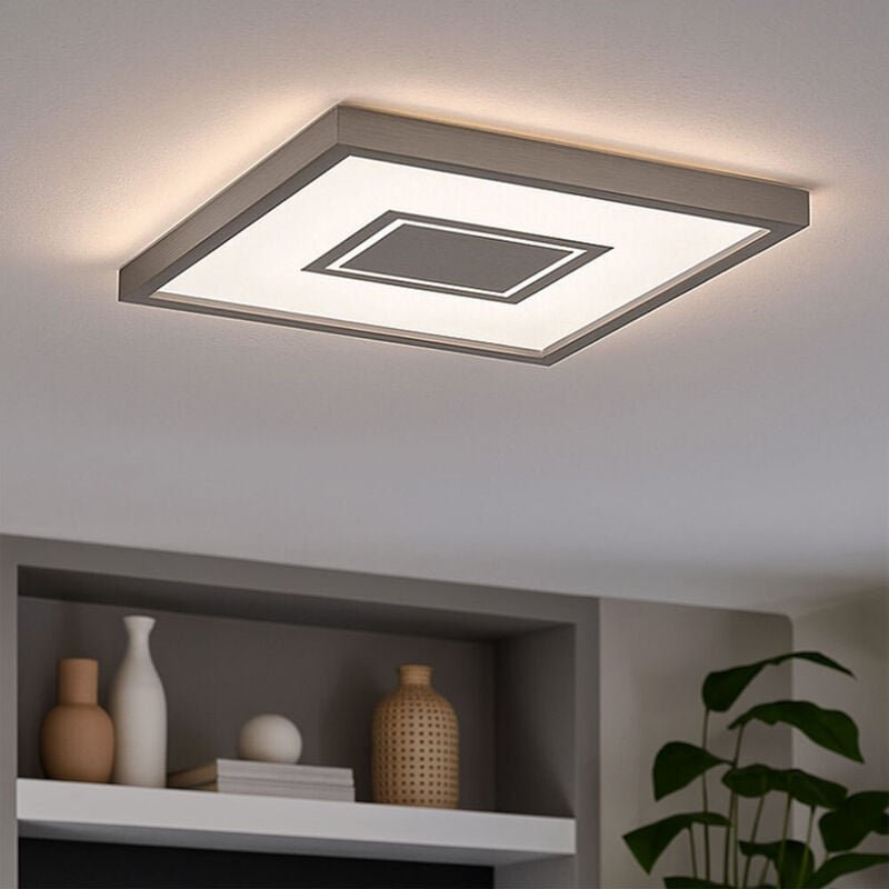 Briloner - led Deckenleuchte silber Wohnzimmerlampe quadratisch Deckenlampe mit Hintergrundbeleuchtung, Backlight, 22W 3...