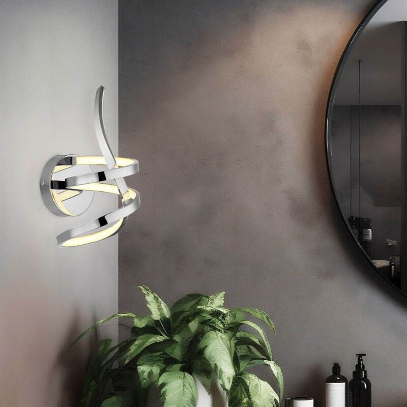 Wandlampe led Wandleuchte Flurleuchte opal chrom Wohnzimmerlampe gedreht, Metall Aluminium, 18W 900lm warmweiß, BxH 16x3...