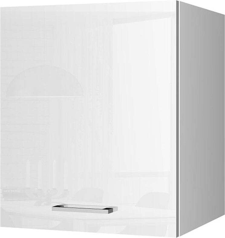 Lomadox - Küchen-Hängeschrank 50 MARANELLO-03 Weiß Hochglanz Breite 50 cm