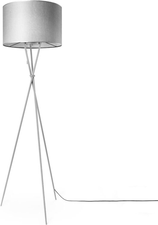 Stehleuchte Wohnzimmer Stoffschirm Tischlampe Textil Schirm E27 Nachtlicht Grau (Ø45.5 cm), Stehleuchte-Grau - Typ 1 - P...