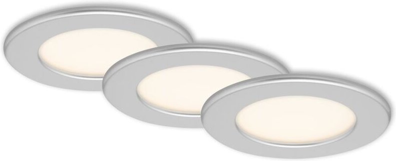 LED Einbauleuchte Ultraflach 3er Set chrom-matt 6W IP44 Ø11,5cm Briloner