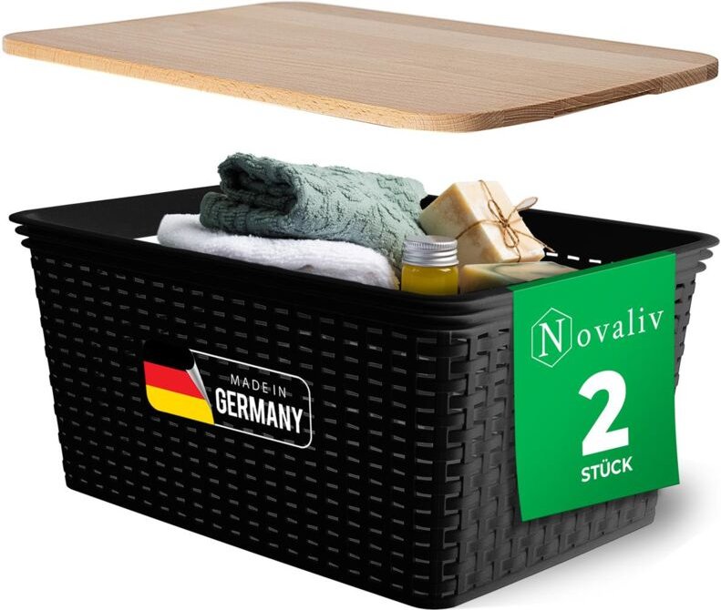2x Novaliv Aufbewahrungsbox 2x Aufbewahrungsbox, 2x Holzdeckel
