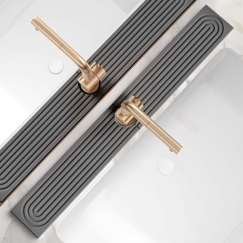 Spültischmatte aus Kieselgur, dunkelgrau, 60 x 10 x 0,9 cm, Spritzschutz für die Badezimmerablage.