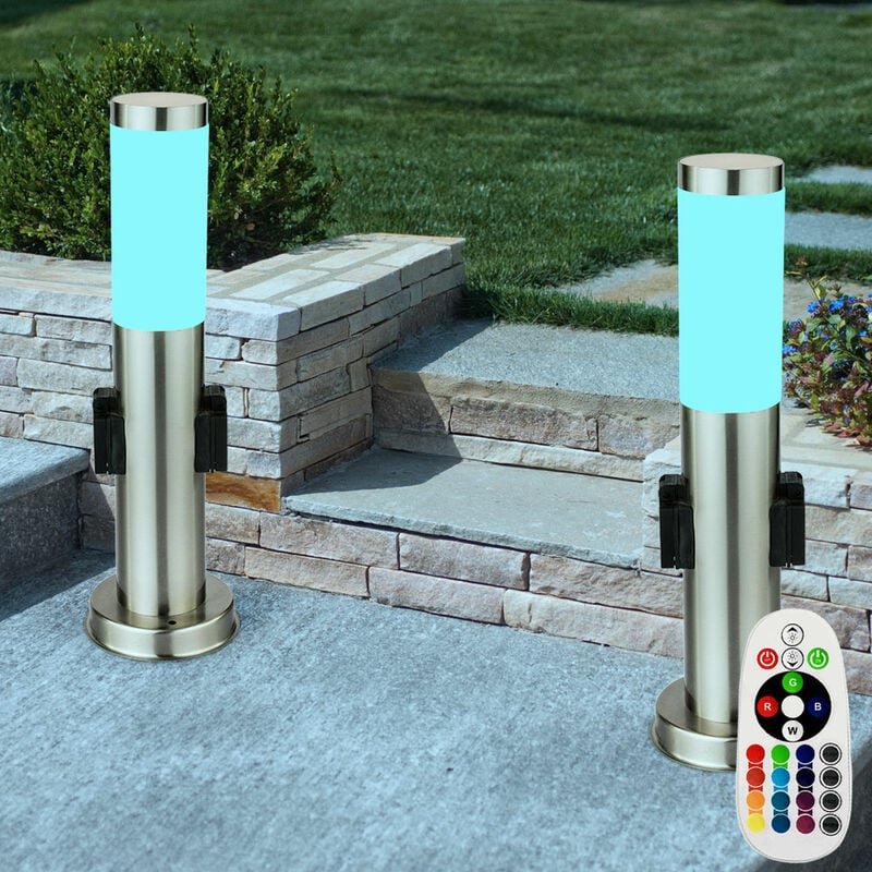 Etc-shop - 2er Set Farbwechsel Außen Steh Leuchten rgb led Garten Weg Stand Lampen Fernbedienung