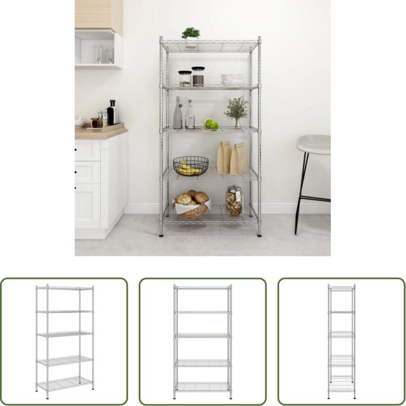 Lebensmittelregal - Lagerregal mit 5 Böden 90x35x180 cm Chrom 250 kg