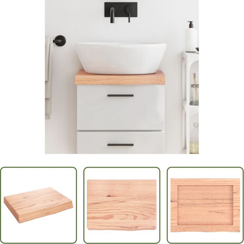 vidaXL Holz Waschtisch - Waschtischplatte Hellbraun 40x30x(2-6) cm Massivholz Behandelt
