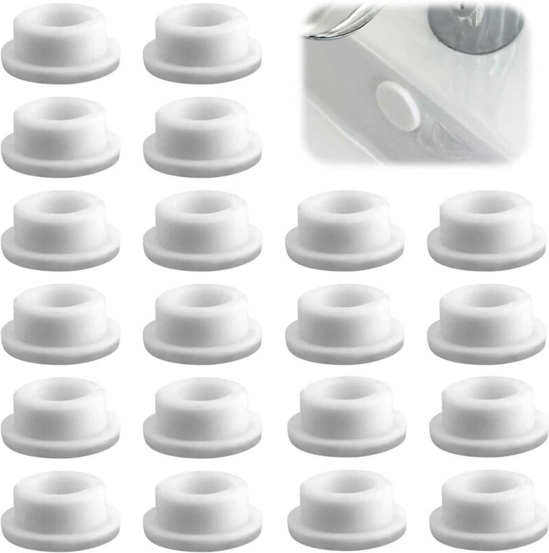 Sollbry - Spülbecken-Lochabdeckung, 20 Stück, weißer Spülbecken-Überlauf, Gummi-Spülbecken-Überlaufstopfen, hervorragend...