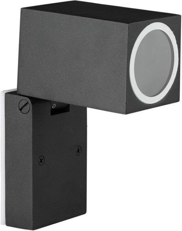 Quadratischer LED-Wandstrahlerhalter GU10 (max. 35 w), verstellbar, Farbe Schwarz, IP44 - V-tac