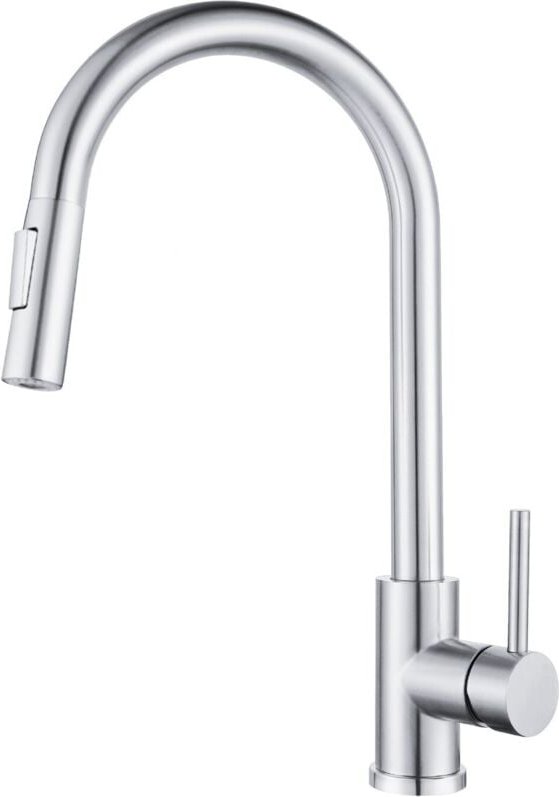 Ausziehbare Küchenarmatur mit Spritzschutz, 360°-Drehung, leichtem Design, Chromoberfläche, robust