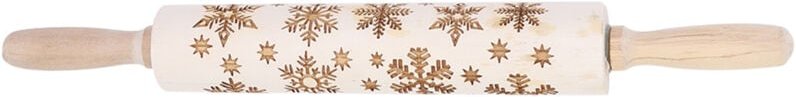 Weihnachtlicher Nudelholz aus Holz mit Schneeflockenmotiv, Backwerkzeug für Gebäckteig, Nudelholz zum Prägen und Dekorie...