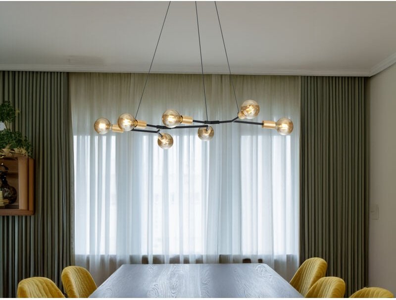 Trio - Design Pendelleuchte cross mehrflammig in Schwarz matt & Bronze, Breite 91cm