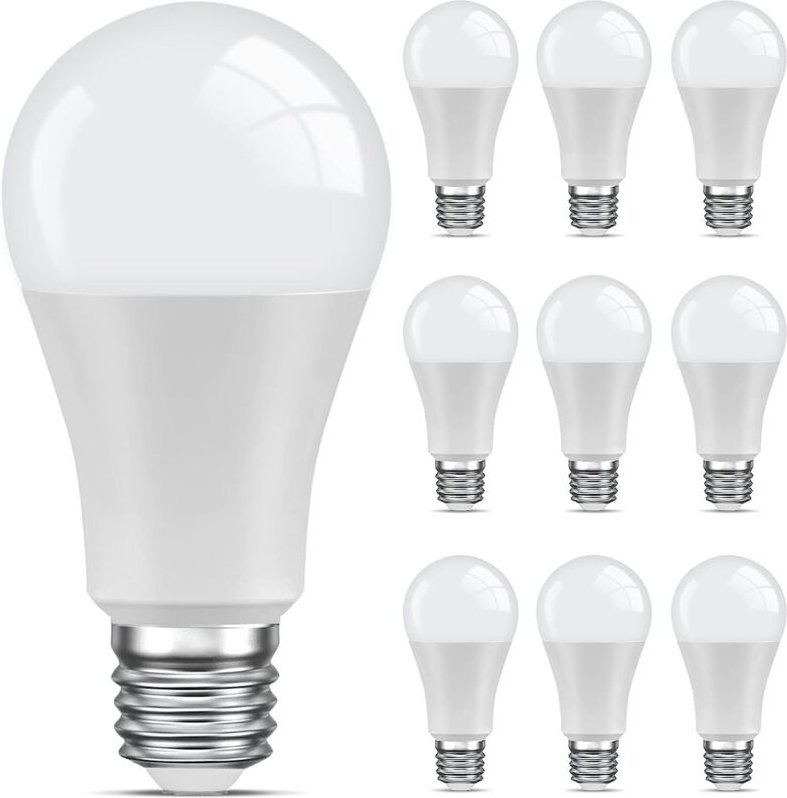 10 Stück E27 warmweiße LED-Glühbirne, 6500 K Standard-Glühbirne, 9 W entspricht 60 W, nicht dimmbar, 220 V–240 V für Zuh...