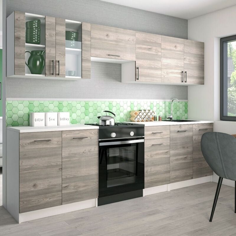 Küche Küchenzeile Leco eiche nelson 260cm