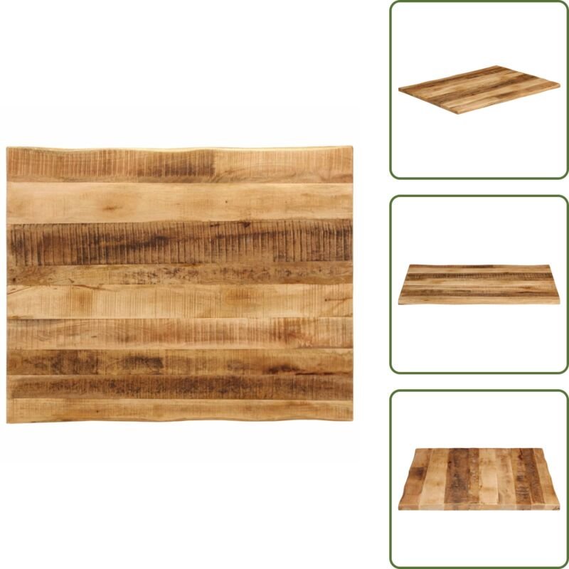 The Living Store Tischplatte mit Baumkante 110x80x2,5 cm Raues Mango Massivholz - Mangoholz