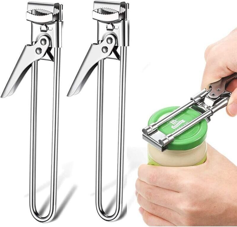 Verstellbarer und multifunktionaler Edelstahl-Dosenöffner – Manueller Dosenöffner – Küchenzubehör – 2 Stück