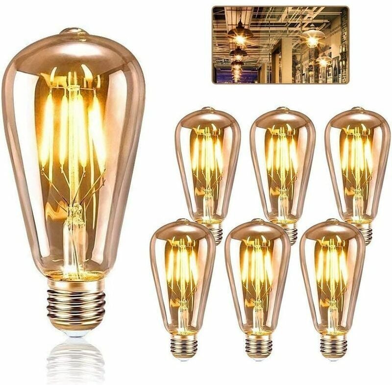 Vintage-Edison-Glühbirne E27, LED-Edison-Glühbirne E27 ST64 4 W, Retro-Filament-Edison-Glühbirne, Vintage-Antik-Dekorati...