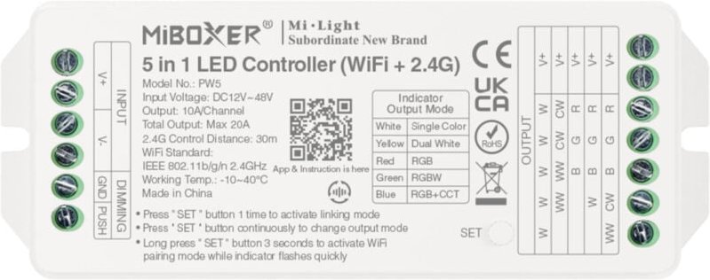LED-Streifen controller 3 in 1 - RGB/RGBW/RGBCCT - 12/48VDC -