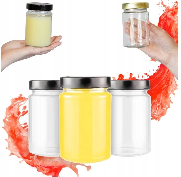 5x ATENA Glas 330ml + hoher Deckel FI66 Marmelade Honig Konfitüre Kerzen