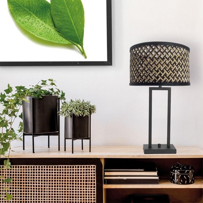 Tischlampe - Stang - schwarz - bambus metall - - Steinhauer