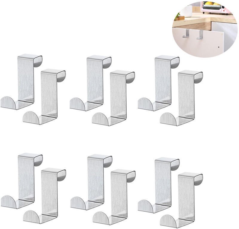 12 Z-förmige Haken, Kleiderhaken aus Edelstahl, Türhaken zum Aufhängen an Küchenschränken, Kleiderschranktüren, Küche, S...