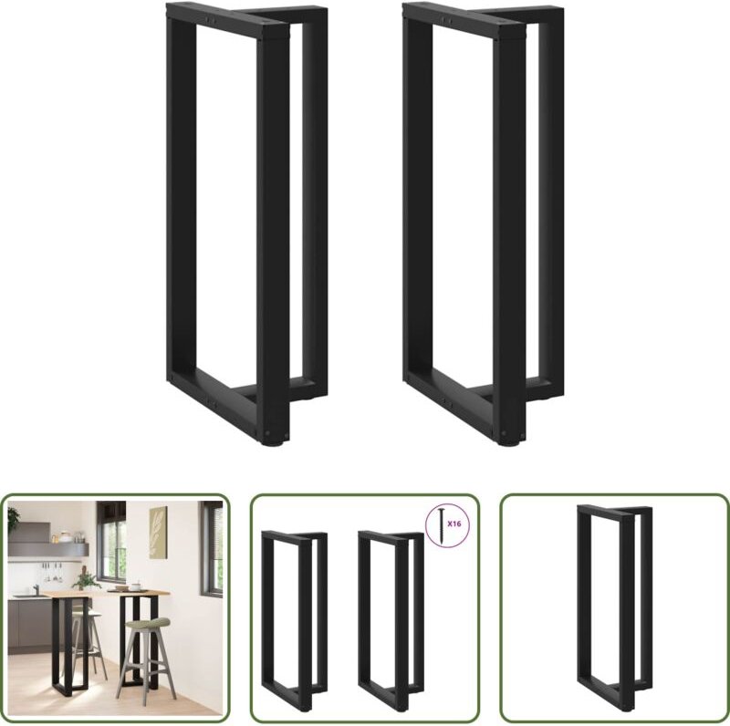 Stehtischbeine - Bartischbeine T-Form 2 Stk. Schwarz 60x35x(110-111) cm Stahl
