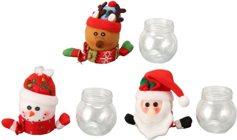 Transparente Weihnachtsbonbongläser aus Kunststoff, 3 Stück, dekorativ für Plätzchen, Schneemänner, für Zuhause, Geschäf...