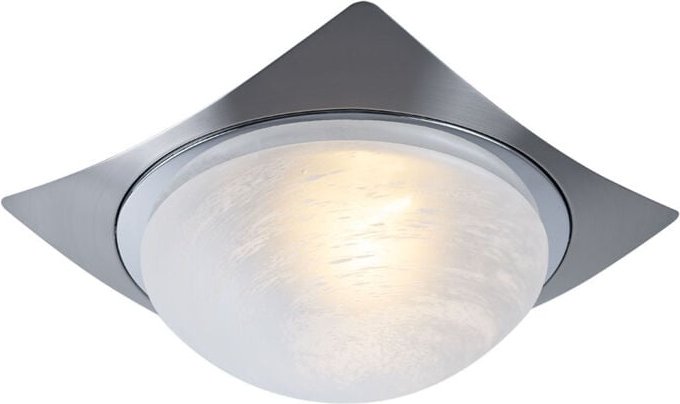 Globo - Deckenleuchte Innen Treppenhaus Wohnzimmer Lampe Wandlampe Glas alabaster weiß Lichteffekt, Metall gebürstet, 1x...